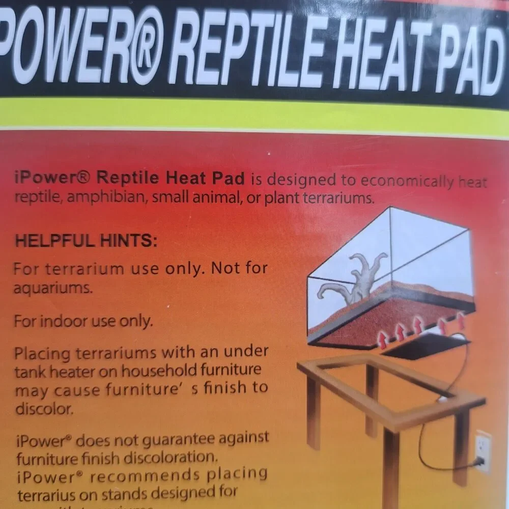 iPower Reptile Terrarium Heat Heating Pad for Underneath 1-5 Gallon Glass Tank